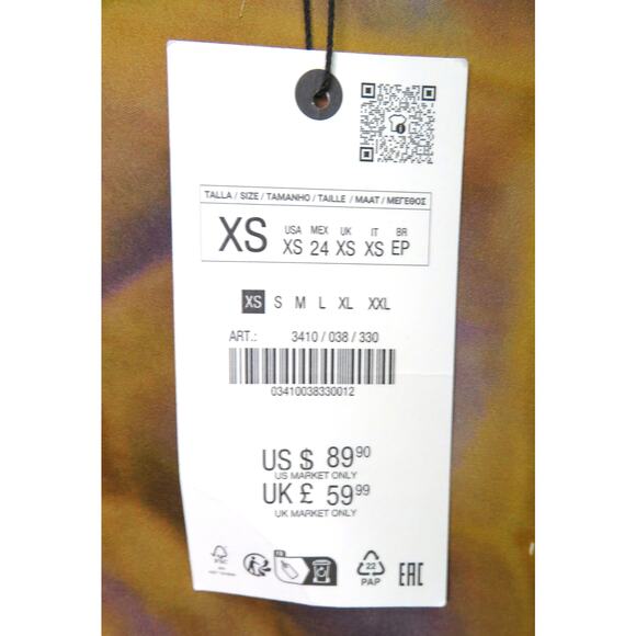 NWT ZARA ZW Collection Printed Asymmetric Multicolored Dress Women's Sz XS - Picture 11 of 12